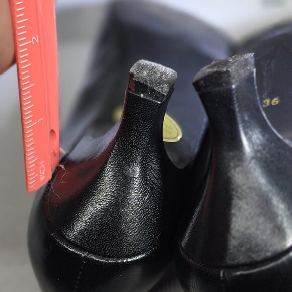 Yves Saint Laurent Black Leather Studded Bow Kitten Heel Pumps Size 6 - Picture 3 of 12